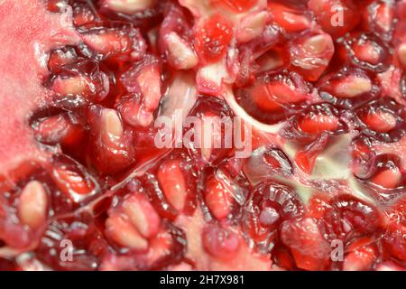 Grenade mûre proche uo , fond de graines Banque D'Images