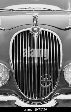 Honiton.Devon.United Kingdom.2 juillet 2021.gros plan de l'avant d'une marque Jaguar 2 exposée au salon du comté de Devon Banque D'Images
