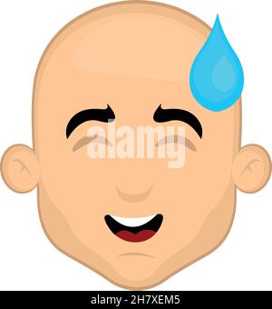 Vecteur émoticône illustration du visage d'un homme de dessin animé avec une expression de honte et une goutte de transpiration sur sa tête Illustration de Vecteur