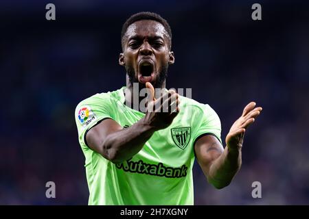 BARCELONE - OCT 26 : Inaki Williams en action lors du match de la Liga entre le RCD Espanyol et le Athletic Club de Bilbao au stade RCDE en octobre Banque D'Images