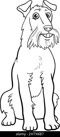 Illustration de dessin animé noir et blanc de la page de livre de coloriage de personnage de chien de race irlandaise Terrier Illustration de Vecteur