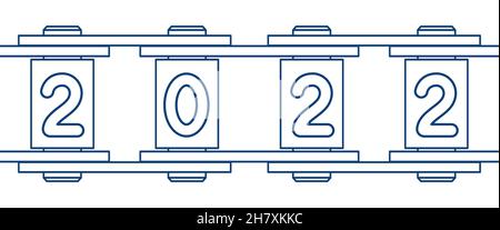 Illustration du résumé 2022 sur une chaîne en acier sans soudure pour vélo Illustration de Vecteur
