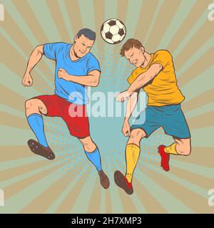 Jeu de ballon de tête, sports de rivalité de football, lutte pour la victoire Illustration de Vecteur