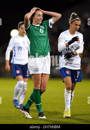 Megan Connolly, de la République d'Irlande, a manqué une chance lors du match de qualification de la coupe du monde des femmes de la FIFA 2023 au stade de Tallaght, Dublin.Date de la photo: Jeudi 25 novembre 2021.Voir PA Story FOOTBALL Republic Women.Le crédit photo devrait se lire comme suit : Brian Lawless/PA Wire.RESTRICTIONS : l'utilisation est soumise à des restrictions.Utilisation éditoriale uniquement, aucune utilisation commerciale sans le consentement préalable du détenteur des droits. Banque D'Images