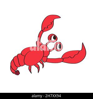 Icône de dessin animé simple.Illustration vectorielle du cancer de la crevette du craon rouge Illustration de Vecteur