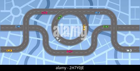 Carte routière et itinéraire.Modèle d'infographies.Chemin de bobinage.Route. Illustration de Vecteur