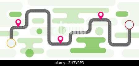 Carte routière et itinéraire.Modèle d'infographies.Chemin de bobinage.Route. Illustration de Vecteur