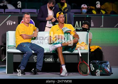 Turin, Italie.25 novembre 2021.Tennis - Davis Cup Groupe D qualification pour les quarts de finale.Croatie vs Australie.Pala Alpitour, Turin, Italie 25 novembre 2021.Alexei Popyrin Australie (Credit image: © Tonello Abozzi/Pacific Press via ZUMA Press Wire) Banque D'Images