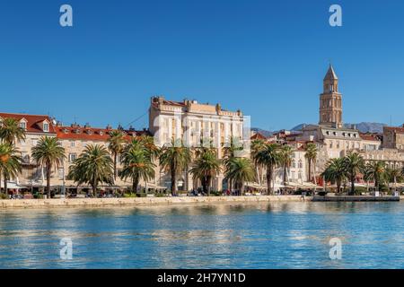 Vieille ville Split horizon à Sunny Day, Split, Dalmatie, Croatie Banque D'Images