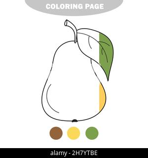 Icône de dessin animé simple.Icône poire.Objet isolé.Logo Pear.Illustration vectorielle sur fond blanc.Image semi-peinte avec échantillons de couleur Illustration de Vecteur