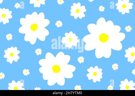 Magnifique motif avec fleurs de camomille.Arrière-plan de l'illustration vectorielle. Illustration de Vecteur