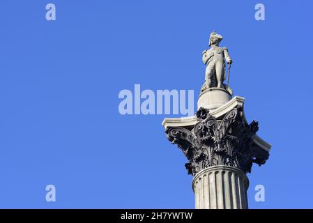 Londres, Angleterre, Royaume-Uni.Colonne Nelson, Trafalgar Square Banque D'Images