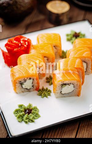 Délicieux petits pains à sushis frais de philadelphie Banque D'Images
