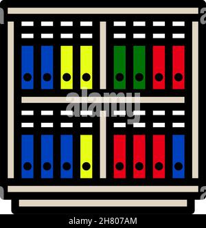 Office Cabinet avec icône dossiers. Contour gras modifiable avec Color Fill Design. Illustration vectorielle. Illustration de Vecteur