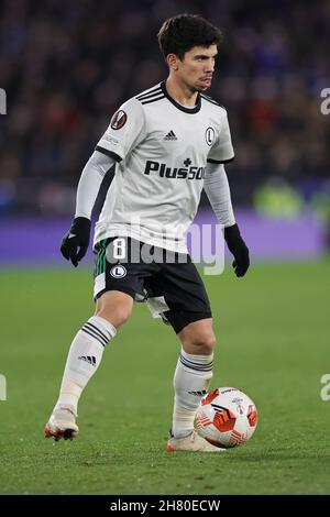 LEICESTER, ROYAUME-UNI.NOVEMBRE 25.Andre Martins de Legia Warszawa en action lors du match de groupe C de l'UEFA Europa League entre Leicester City et Legia Warszawa au King Power Stadium de Leicester le jeudi 25 novembre 2021.(Crédit : James HolyOak/MB Media) Banque D'Images