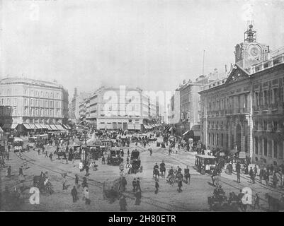 ESPAGNE.Madrid- la Puerta del sol 1895 ancienne image ancienne d'époque Banque D'Images