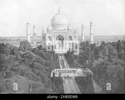 INDE.Agra- le Taj Mahal 1895 ancienne image ancienne d'impression ancienne Banque D'Images