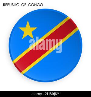 ICÔNE DRAPEAU DE LA RÉPUBLIQUE DU CONGO dans le style néo-omorphisme moderne.Bouton pour applications mobiles ou Web.Vecteur sur fond blanc Illustration de Vecteur