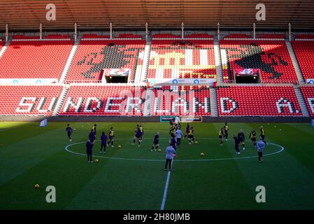 Les joueurs d'Angleterre au cours d'une séance d'entraînement au stade de Light, Sunderland.Date de la photo : vendredi 26 novembre 2021. Banque D'Images