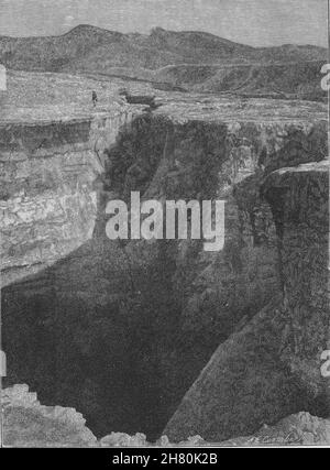 La fissure Road près de Tikitapu Bush, après l'éruption. New Zealand 1890 imprimer Banque D'Images