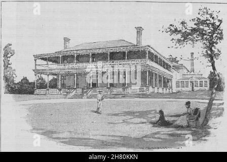 Une Maison à étages, deux dans la brousse. L'Australie 1890 ancienne imprimer photo Banque D'Images