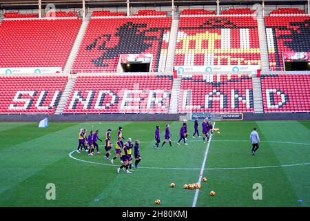 Les joueurs d'Angleterre au cours d'une séance d'entraînement au stade de Light, Sunderland.Date de la photo : vendredi 26 novembre 2021. Banque D'Images