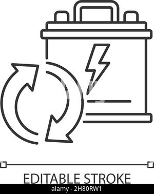 Icône linéaire de batteries au plomb recyclables Illustration de Vecteur