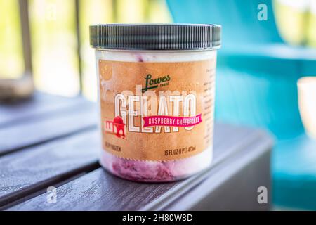 Sugar Mountain, États-Unis - 31 mai 2021: Lowes Food local North Carolina magasin marque de framboise cheesecake glace glace glace glace glace glace glace glace glace glace glace glace glace glace glace glace glace glace glace glace glace glace glace glato cirée cirée Wi Banque D'Images