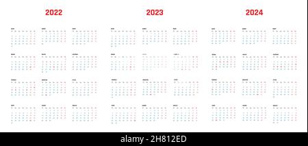 Calendrier 2022, 2023, 2024 Calendrier des jours fériés turcs, turcs.Calendrier turc 2022-2024 avec jours fériés Turquie. Illustration de Vecteur