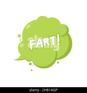 Icône de dessin animé FART Smoke. Stik fart mauvaise odeur gaz vert nuage Illustration de Vecteur