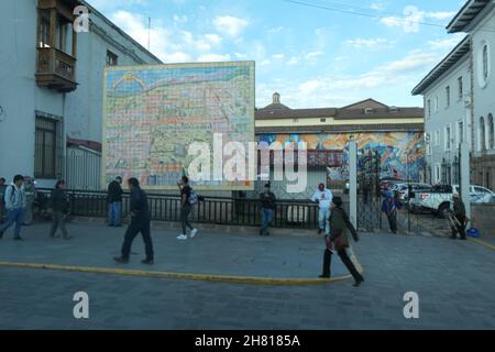 Panneau de rue à Cusco Pérou Banque D'Images