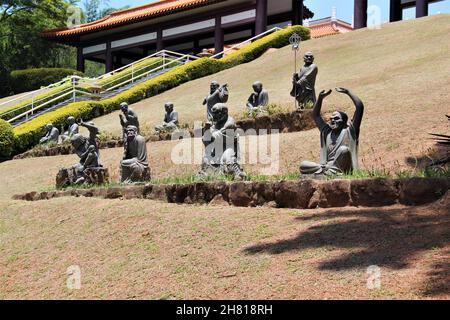 Le Temple bouddhiste zu lai - statues des moines ou des Arhats - Cotia- São Paulo- Brésil. Banque D'Images