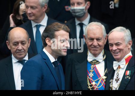 Vatican.26 novembre 2021.Italie, Rome, Vatican, 2021/11/26.Le président français Emmanuel Macron quitte le Vatican après une rencontre avec le pape François.Photo par Alessia Giuliani/ Catholic Press photo.LIMITÉ À UNE UTILISATION ÉDITORIALE - PAS DE MARKETING - PAS DE CAMPAGNES PUBLICITAIRES.Crédit : Agence photo indépendante/Alamy Live News Banque D'Images