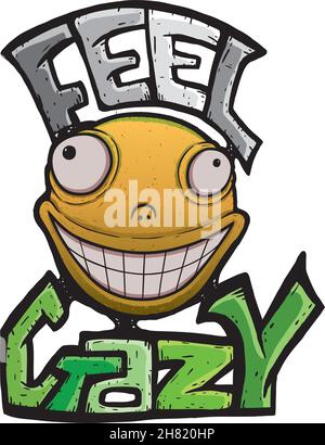 Orange sourire fou avec moto Feel Crazy, illustration vectorielle Illustration de Vecteur