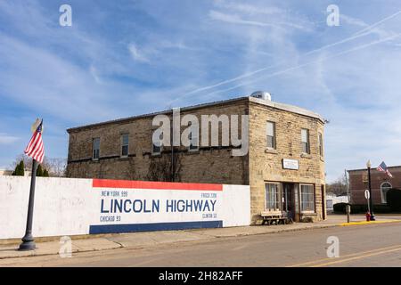 Franklin Grove, Illinois - États-Unis - novembre 16th 2021 : le siège national de l'association Lincoln Highway lors d'une journée ensoleillée d'automne.Le Lincoln h Banque D'Images