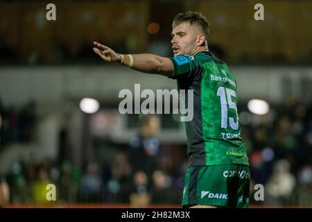 Galway, Irlande.27 novembre 2021.Oran MCNULTY du Connacht lors du match de rugby 6 du Championnat des États-Unis entre Connacht Rugby et Osprey au Sportsground de Galway, Irlande, le 26 novembre 2021 (photo d'Andrew SURMA/ Credit: SIPA USA/Alay Live News Banque D'Images