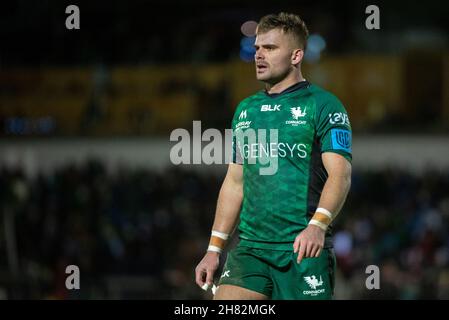 Galway, Irlande.27 novembre 2021.Oran MCNULTY du Connacht lors du match de rugby 6 du Championnat des États-Unis entre Connacht Rugby et Osprey au Sportsground de Galway, Irlande, le 26 novembre 2021 (photo d'Andrew SURMA/ Credit: SIPA USA/Alay Live News Banque D'Images