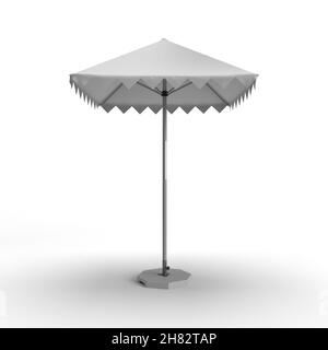 Parasol en aluminium blanc promotionnel pour la publicité.illustration 3d. Banque D'Images