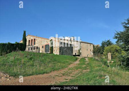 Ferme la Mata de Mura dans la région des Bages, province de Barcelone, Catalogne, Espagne Banque D'Images