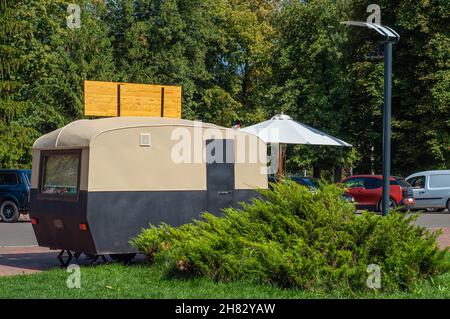 Café mobile dans le parc.Petite entreprise dans le centre-ville Banque D'Images
