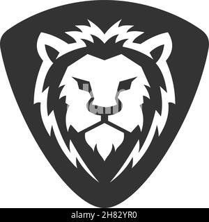 logo d'icône du modèle d'illustration du bouclier lion isolé Illustration de Vecteur