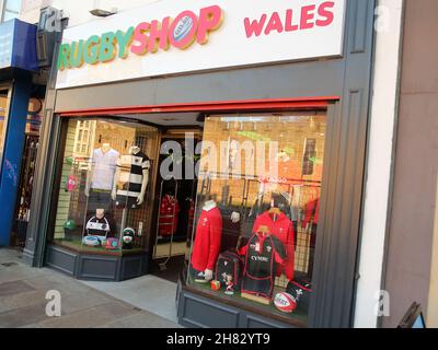 The Rugby Shop à Cardiff, pays de Galles, Royaume-Uni Banque D'Images