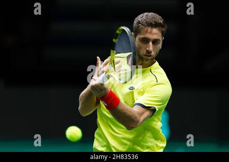 Madrid, Espagne.26 novembre 2021.Roberto Quiroz de l'Équateur pendant la coupe Davis 2021, Groupe A première rencontre de tennis entre l'Espagne et l'Équateur le 26 novembre 2021 à Madrid Arena, Espagne - photo: Oscar Barroso/DPPI/LiveMedia crédit: Agence de photo indépendante/Alamy Live News Banque D'Images