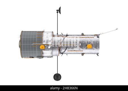 Télescope spatial Hubble sur fond blanc.Rendu 3d Banque D'Images