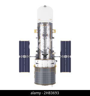 Télescope spatial Hubble sur fond blanc.Rendu 3d Banque D'Images