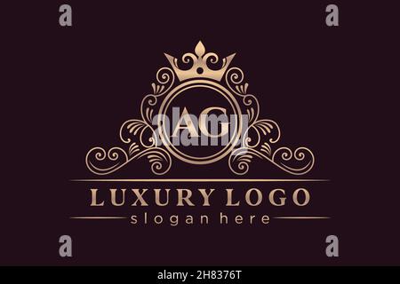 AG lettre initiale Or calligraphique féminin floral dessiné à la main heraldic monogramme ancien style vintage luxe logo design Premium Illustration de Vecteur