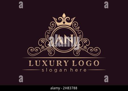 UNE lettre initiale or calligraphique féminine fleur dessinée à la main heraldique monogramme ancien style vintage luxe logo design Premium Illustration de Vecteur