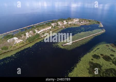 Vue aérienne du premier fort du Nord le jour ensoleillé d'août.Kronshtadt, Russie Banque D'Images