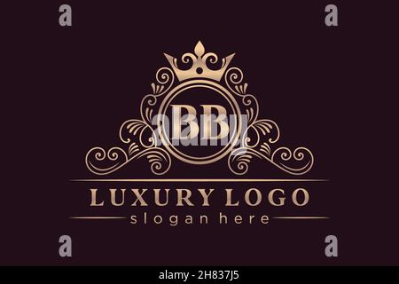 BB lettre initiale Or calligraphique féminin floral dessiné à la main heraldic monogramme ancien style vintage luxe logo design Premium Illustration de Vecteur