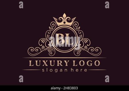 BL lettre initiale Or calligraphique féminin floral dessiné à la main heraldic monogramme ancien style vintage luxe logo design Premium Illustration de Vecteur